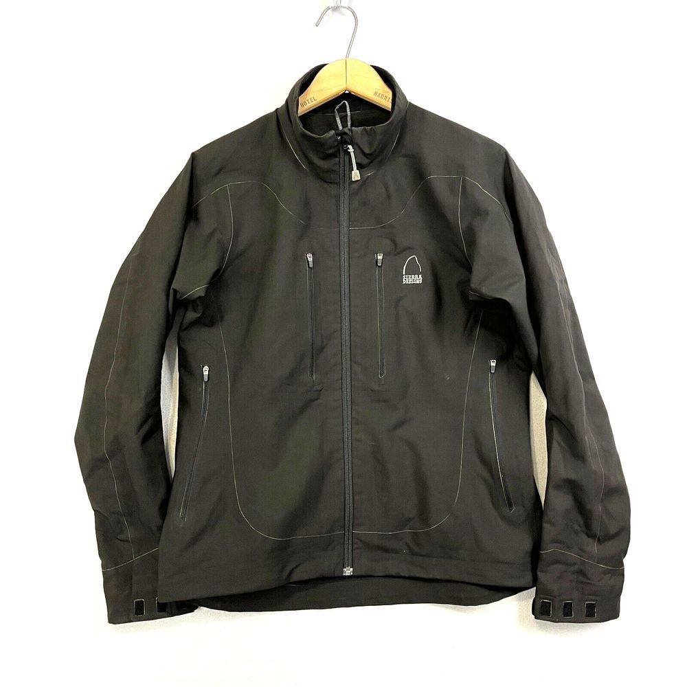 SIERRA DESIGNS Waterproof Jacket Womens Medium Black‎ Full Zip Taped Seams Short